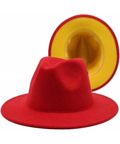 Fedora Hat Women's Patch Men's Panama Fedora Party Wedding Jazz Hat Red and Yellow $18.69 Fedoras