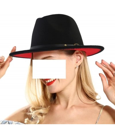 Fedora Hat Women's Patch Men's Panama Fedora Party Wedding Jazz Hat Red and Yellow $18.69 Fedoras