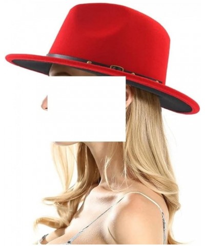 Fedora Hat Women's Patch Men's Panama Fedora Party Wedding Jazz Hat Red and Yellow $18.69 Fedoras