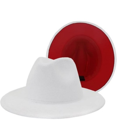 Fedora Hat Women's Patch Men's Panama Fedora Party Wedding Jazz Hat Red and Yellow $18.69 Fedoras