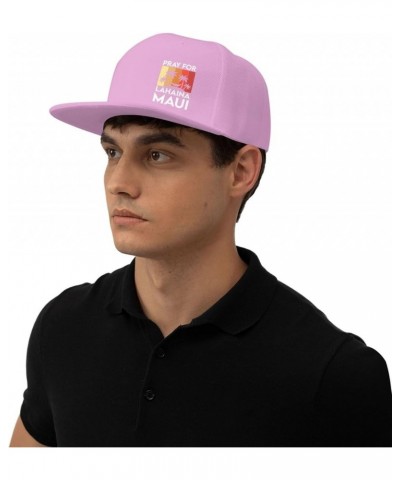 Pray for Lahaina Hat Men's Flat Bill Brim Trucker Hat Trendy Hip Hop Baseball Cap Black Pink $12.78 Baseball Caps