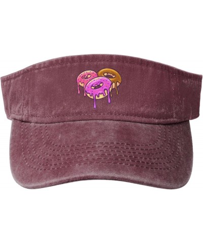 Delicious Doughnuts Sun Visor Hats for Women Men Sun Hat Vintage Golf Hat Adjustable Baseball Cap Red $10.65 Visors