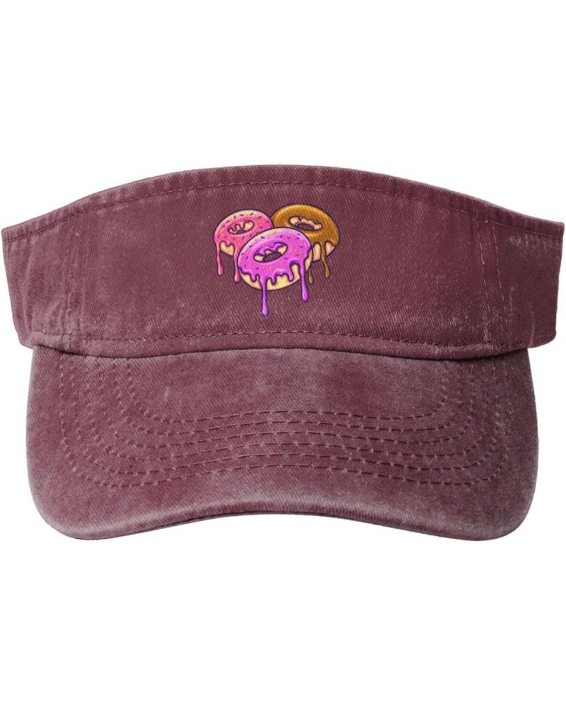 Delicious Doughnuts Sun Visor Hats for Women Men Sun Hat Vintage Golf Hat Adjustable Baseball Cap Red $10.65 Visors