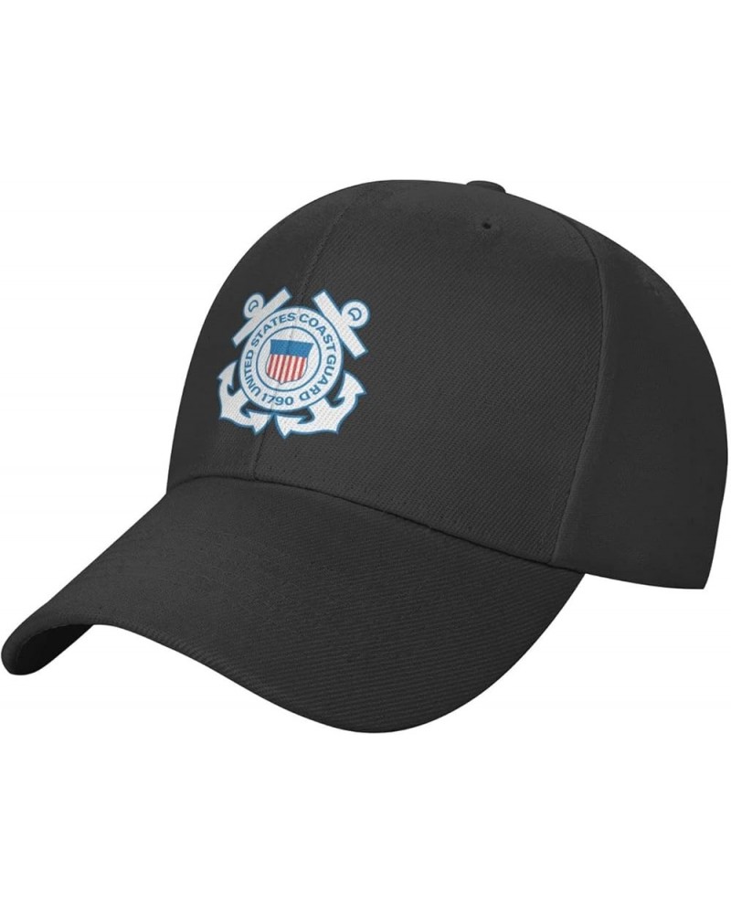 Mark of The U.S. Coast Guard Baseball Cap for Men Women Classic Solid Color Adjustable Dad Hat Black $10.37 Baseball Caps