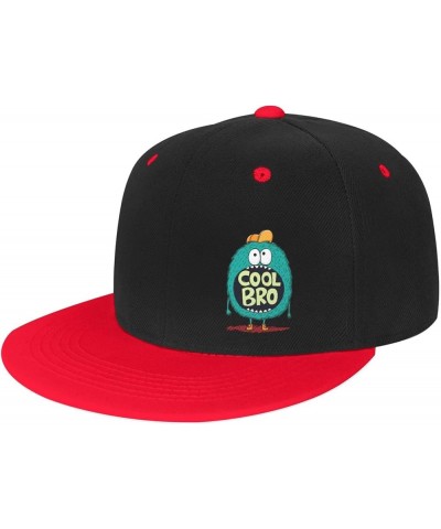 Cute Cartoon Monster Snapback Hats for Men Women Hat Baseball Cap Flat Bill Visor White Hat Red $14.14 Baseball Caps