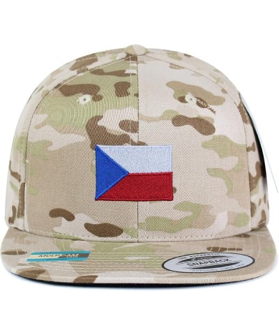 Czech Republic Flag Embroidered Yupoong Flat Bill 6 Panel Snapback Hat Country Flag Series Desert Camo $13.79 Baseball Caps