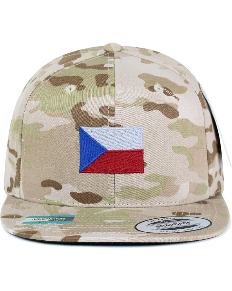 Czech Republic Flag Embroidered Yupoong Flat Bill 6 Panel Snapback Hat Country Flag Series Desert Camo $13.79 Baseball Caps