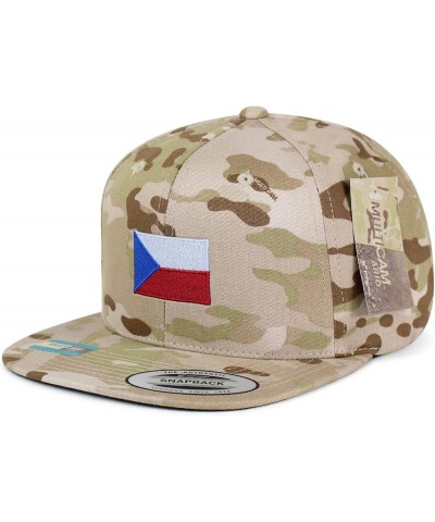 Czech Republic Flag Embroidered Yupoong Flat Bill 6 Panel Snapback Hat Country Flag Series Desert Camo $13.79 Baseball Caps