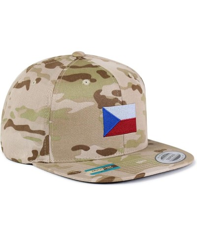 Czech Republic Flag Embroidered Yupoong Flat Bill 6 Panel Snapback Hat Country Flag Series Desert Camo $13.79 Baseball Caps