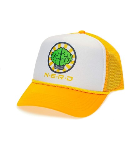 Nerd Trucker Hat Neptunes N*E*R*D N.E.R.D. Cap Adult One-Size Multi Gold/White/Gold $13.54 Baseball Caps