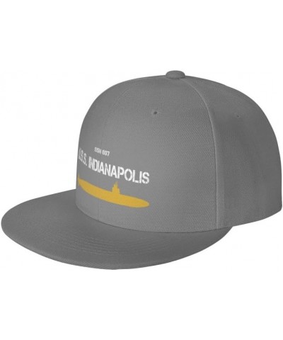 SSN 697 USS Indianapolis Flag-Trucker Hats Denim Hats Cowboy Knit hat Baseball Caps Fisherman's hat Gray $17.40 Baseball Caps