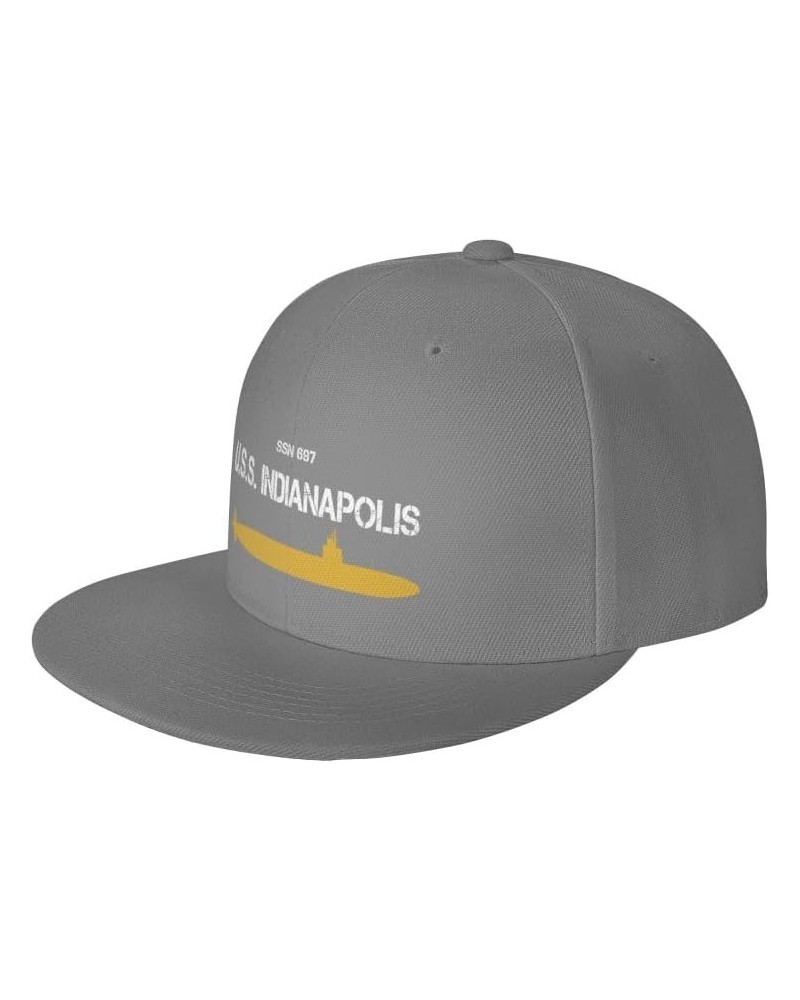 SSN 697 USS Indianapolis Flag-Trucker Hats Denim Hats Cowboy Knit hat Baseball Caps Fisherman's hat Gray $17.40 Baseball Caps