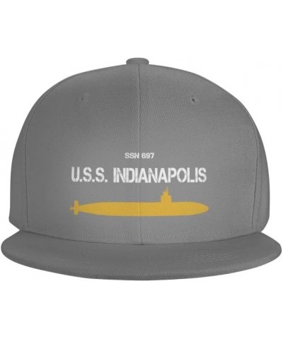 SSN 697 USS Indianapolis Flag-Trucker Hats Denim Hats Cowboy Knit hat Baseball Caps Fisherman's hat Gray $17.40 Baseball Caps