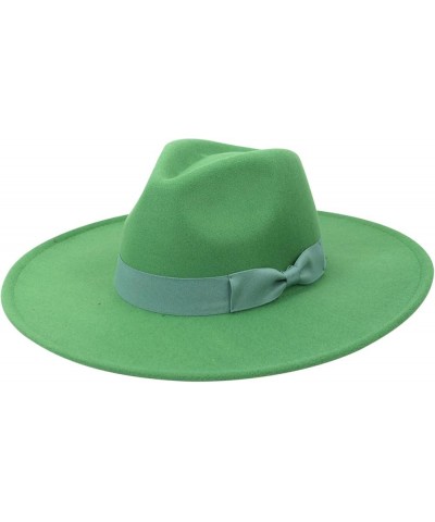 Wool Fedora Hats for Men Women Wide Brim Felt Panama Hat Green $10.61 Fedoras