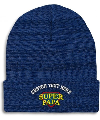 Beanies for Men Super Papa Embroidery Letters Winter Hats for Women Acrylic Skull Cap 1 Size Heather Royal Blue Personalized ...