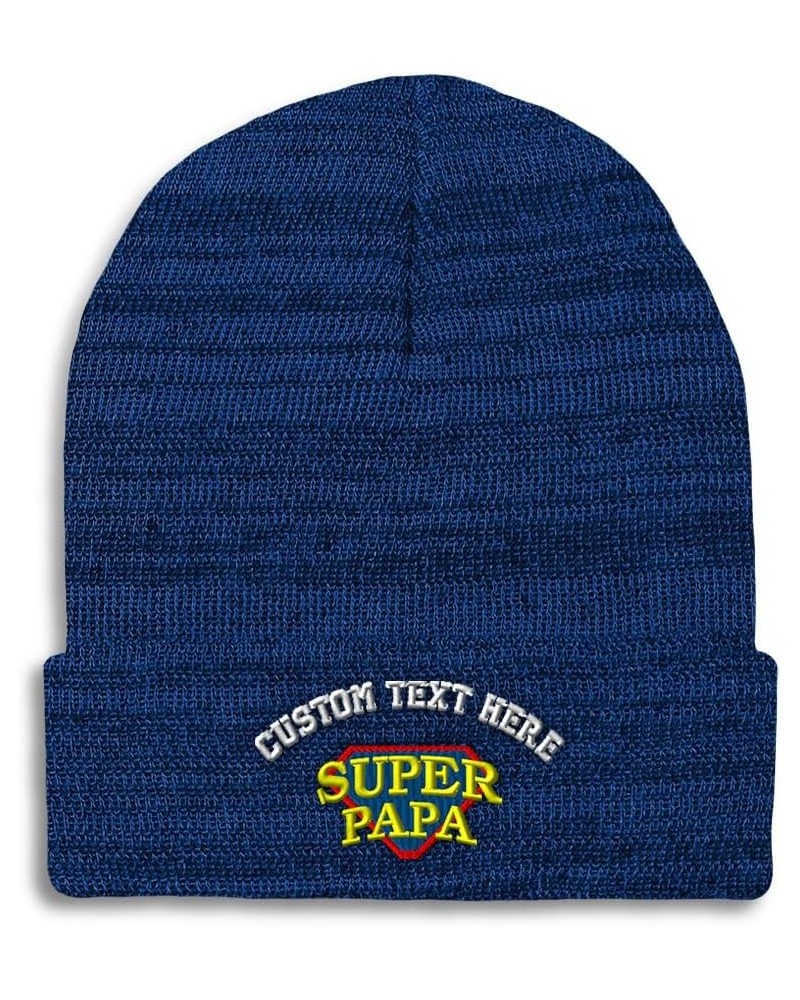 Beanies for Men Super Papa Embroidery Letters Winter Hats for Women Acrylic Skull Cap 1 Size Heather Royal Blue Personalized ...