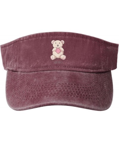 Cute Bear Sun Hat Sun Visor Hats for Women Men Baseball Cap Golf Hats Red $13.02 Visors