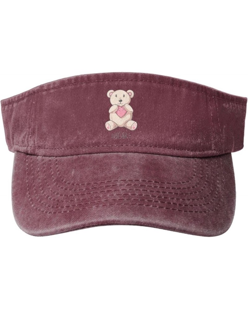 Cute Bear Sun Hat Sun Visor Hats for Women Men Baseball Cap Golf Hats Red $13.02 Visors