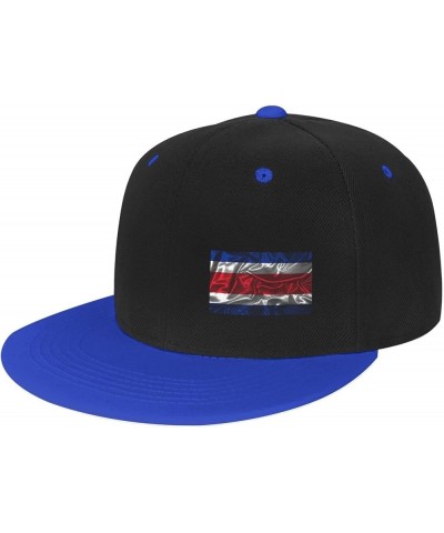 Silk Style Flag of Costa Rica Snapback Hat Flat Bill Hat Baseball Cap for Men Women Flat Brim Hats Blue $10.59 Baseball Caps