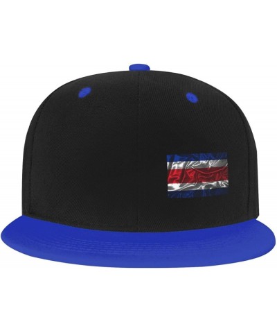 Silk Style Flag of Costa Rica Snapback Hat Flat Bill Hat Baseball Cap for Men Women Flat Brim Hats Blue $10.59 Baseball Caps