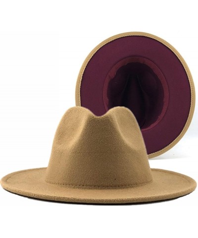 Outer Army Green Inner Red Wool Unisex Felt Jazz Fedora Hats with Thin Belt Buckle Men Women Wide Brim Panama Caps 09 $19.27 ...