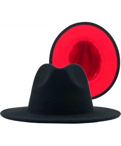 Outer Army Green Inner Red Wool Unisex Felt Jazz Fedora Hats with Thin Belt Buckle Men Women Wide Brim Panama Caps 09 $19.27 ...