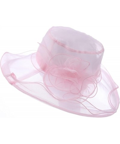 Women's Church Fascinator Bridal Tea Party Wedding Hat Womens Baseball Caps with Ponytail Hole Pink 1 $8.10 Baseball Caps