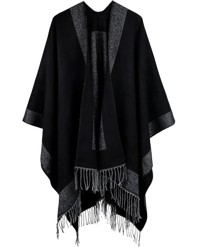 Womens Pashmina Shawls and Wraps Soft Winter Warm Reversible Oversized Blanket Scarf Bicolor Frame-blackgrey $18.55 Scarves