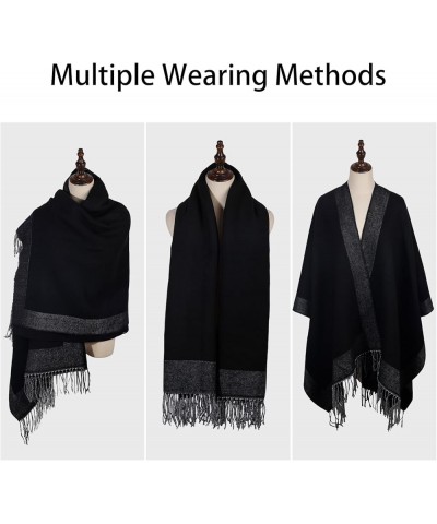 Womens Pashmina Shawls and Wraps Soft Winter Warm Reversible Oversized Blanket Scarf Bicolor Frame-blackgrey $18.55 Scarves