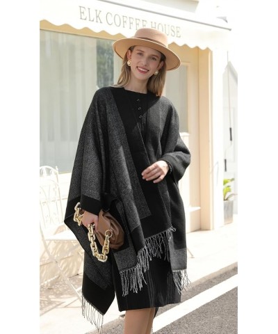 Womens Pashmina Shawls and Wraps Soft Winter Warm Reversible Oversized Blanket Scarf Bicolor Frame-blackgrey $18.55 Scarves