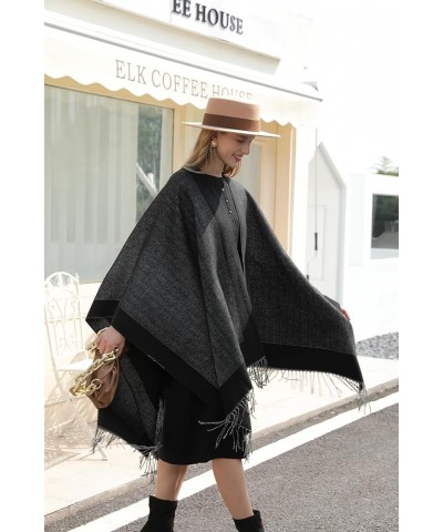 Womens Pashmina Shawls and Wraps Soft Winter Warm Reversible Oversized Blanket Scarf Bicolor Frame-blackgrey $18.55 Scarves