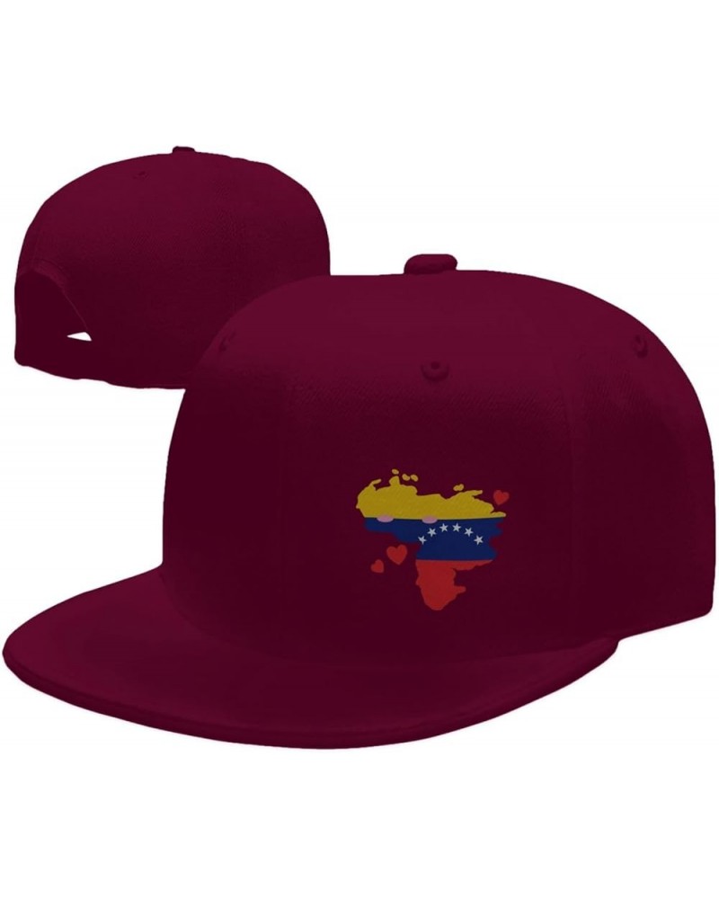 Flag of Venezuela State Hatblack Flat Bill Caps Dad Hat Baseball Cap for Men Women Dark Red $10.80 Baseball Caps