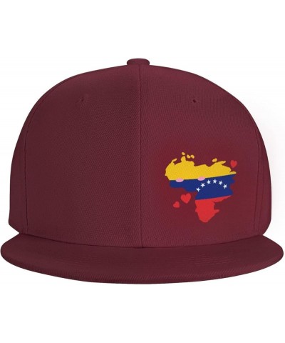 Flag of Venezuela State Hatblack Flat Bill Caps Dad Hat Baseball Cap for Men Women Dark Red $10.80 Baseball Caps