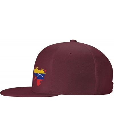 Flag of Venezuela State Hatblack Flat Bill Caps Dad Hat Baseball Cap for Men Women Dark Red $10.80 Baseball Caps