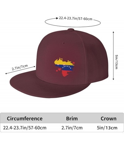 Flag of Venezuela State Hatblack Flat Bill Caps Dad Hat Baseball Cap for Men Women Dark Red $10.80 Baseball Caps