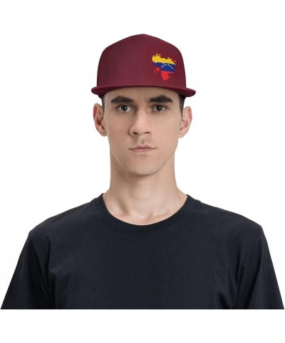 Flag of Venezuela State Hatblack Flat Bill Caps Dad Hat Baseball Cap for Men Women Dark Red $10.80 Baseball Caps