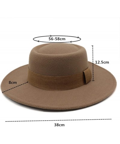 Women Men Fedora Hat Wide Brim Woolen Trilby Hat with Band Panama Hat Ladies Spring Autumn Flat Top Hats Packable Pink 02 $15...