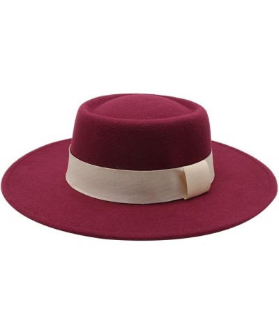 Women Men Fedora Hat Wide Brim Woolen Trilby Hat with Band Panama Hat Ladies Spring Autumn Flat Top Hats Packable Pink 02 $15...