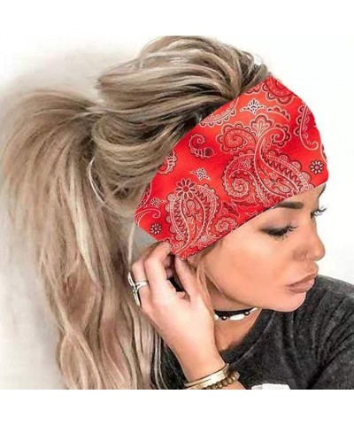 Teen Girls Hair Accessories Bandana Women Headband Head Print Hair Band Elastic Wrap Headband Headband (Grey, One Size) Red 1...