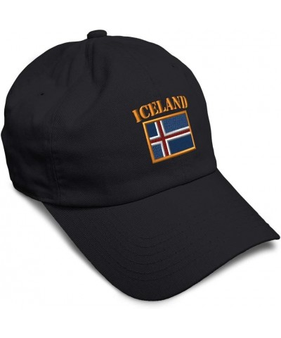 Soft Baseball Cap Iceland Flag Embroidery Flags World Cup Soccer Cotton Embroidered Dad Hats for Men & Women Black Design Onl...