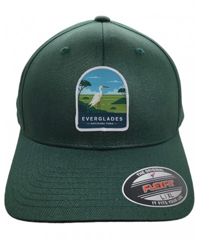 Everglades Fitted Hat Men - Flexfit Baseball Cap w/National Park Woven Patch Green $22.78 Baseball Caps