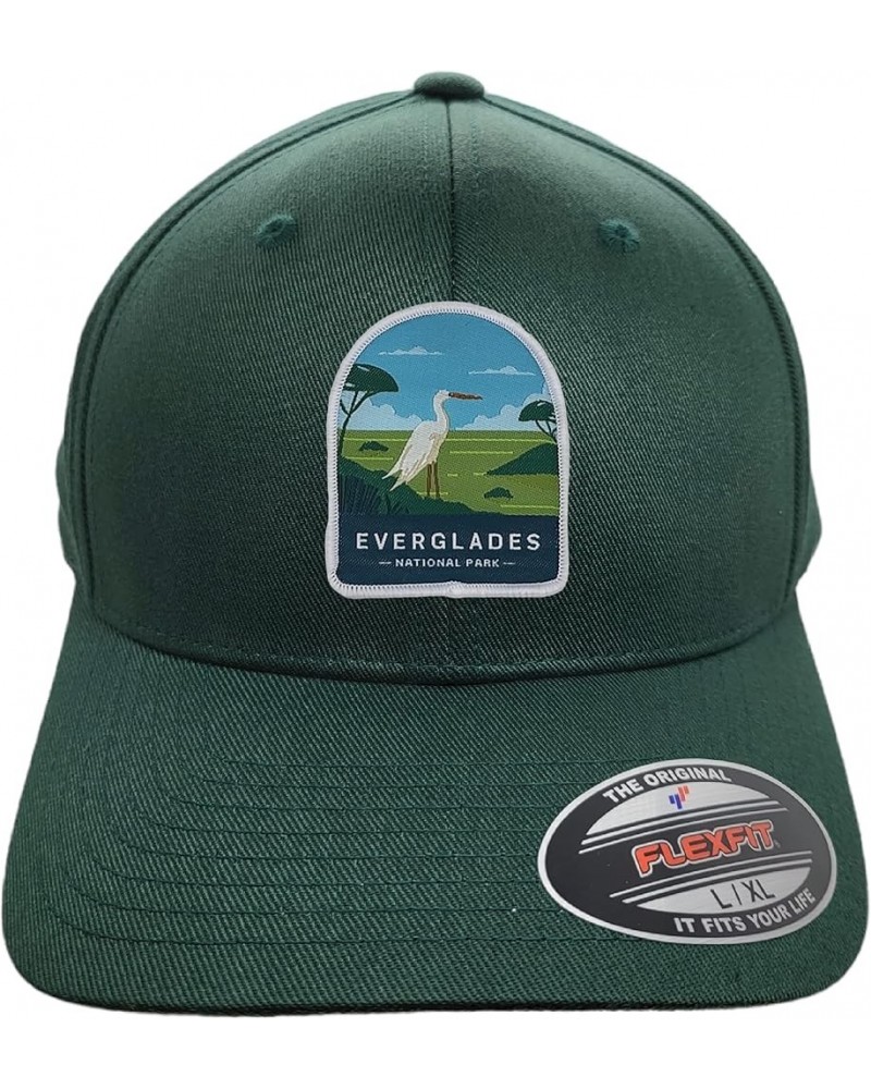 Everglades Fitted Hat Men - Flexfit Baseball Cap w/National Park Woven Patch Green $22.78 Baseball Caps