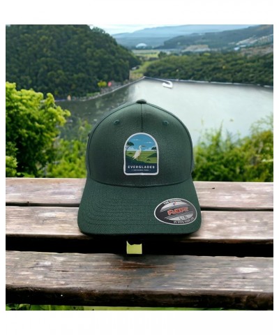 Everglades Fitted Hat Men - Flexfit Baseball Cap w/National Park Woven Patch Green $22.78 Baseball Caps