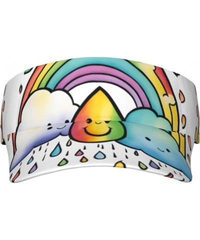 Rainbow Clouds Raindrop 1 Print Sun Visor Hats for Women Men Adjustable Athletic Visor Baseball Cap Running Tennis $15.88 Rai...