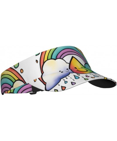 Rainbow Clouds Raindrop 1 Print Sun Visor Hats for Women Men Adjustable Athletic Visor Baseball Cap Running Tennis $15.88 Rai...