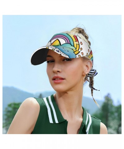 Rainbow Clouds Raindrop 1 Print Sun Visor Hats for Women Men Adjustable Athletic Visor Baseball Cap Running Tennis $15.88 Rai...