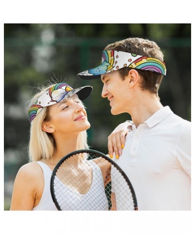 Rainbow Clouds Raindrop 1 Print Sun Visor Hats for Women Men Adjustable Athletic Visor Baseball Cap Running Tennis $15.88 Rai...