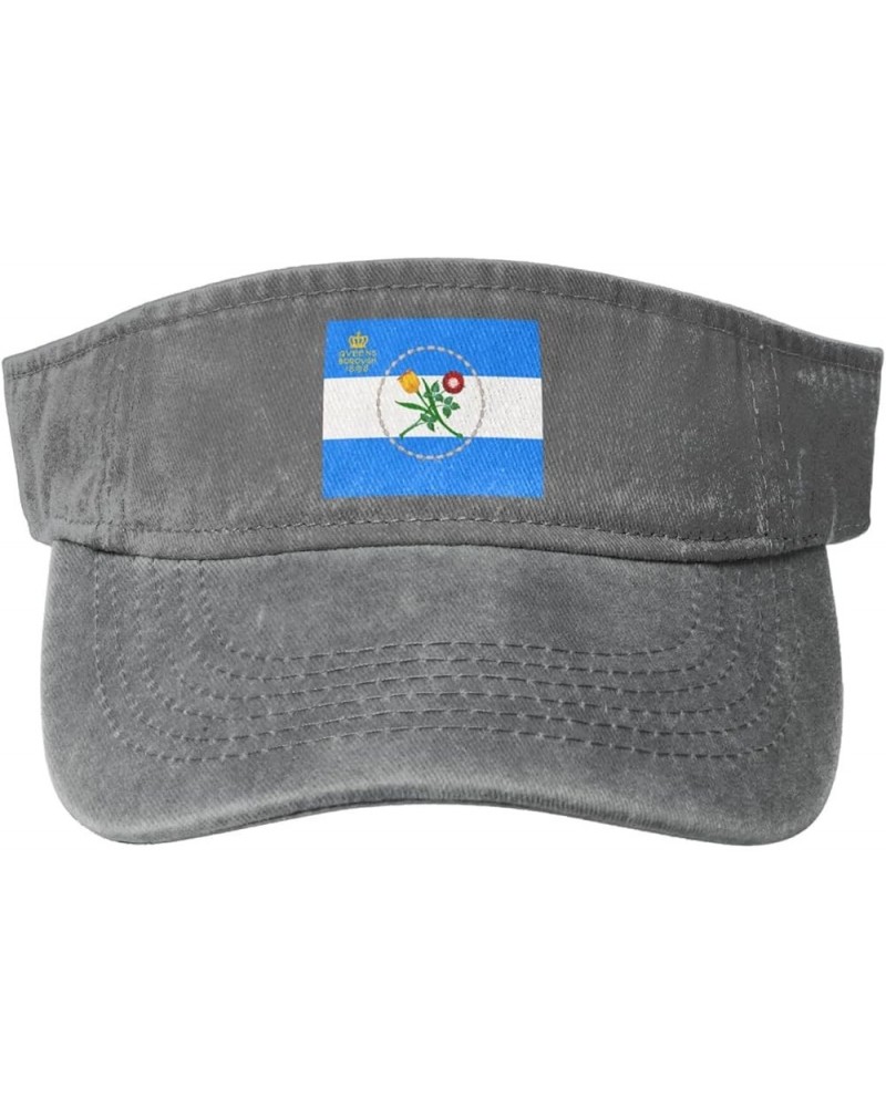 Flag of Queens, New York Sun Visor Hats for Women Men Sun Hat Cotton Golf Hat Vintage Baseball Cap Gray $13.30 Visors