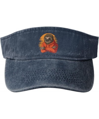 Stylish Sloth Sun Hat Sun Visor Hats for Women Men Baseball Cap Golf Hats Navy Blue $13.73 Visors