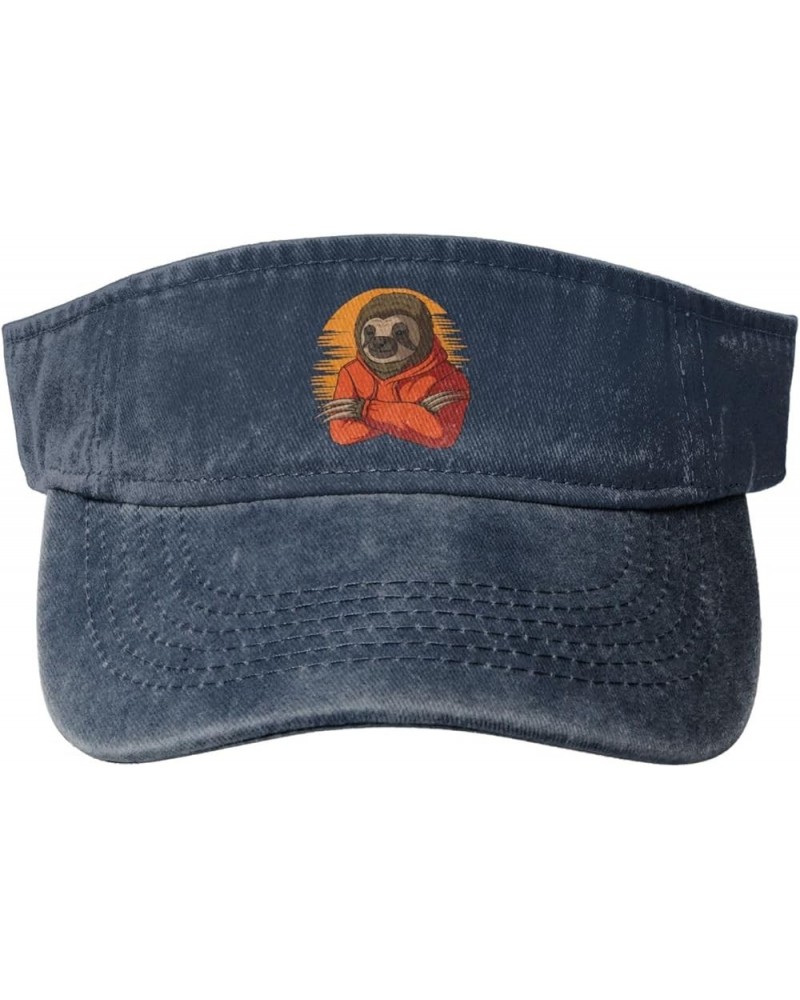 Stylish Sloth Sun Hat Sun Visor Hats for Women Men Baseball Cap Golf Hats Navy Blue $13.73 Visors